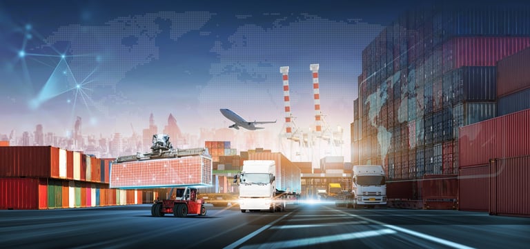 Global digital logistics and supply chain management, multimodal freight transportation network